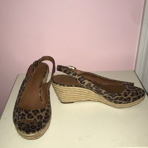 Franco Sarto Cheetah Peep Toe Wedge